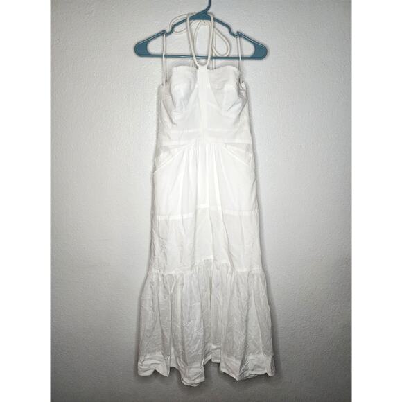 A.L.C. Adelle Dress Halter Tiered Smocked Maxi in White Ivory Shirred Voile Day - Picture 2 of 12